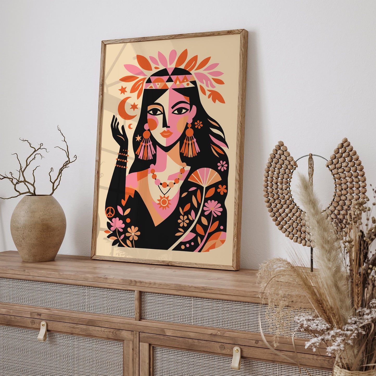 Boho Chic Indian Woman Wall Art Print