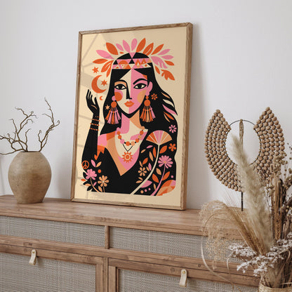 Boho Chic Indian Woman Wall Art Print