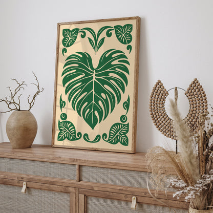 Monstera Love Green Poster