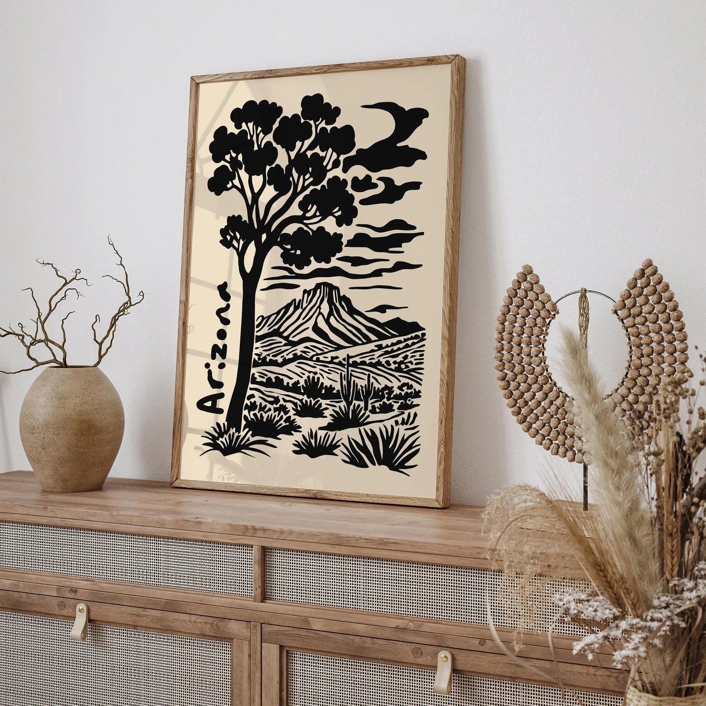 Arizona Landscape Black Ink Style Poster