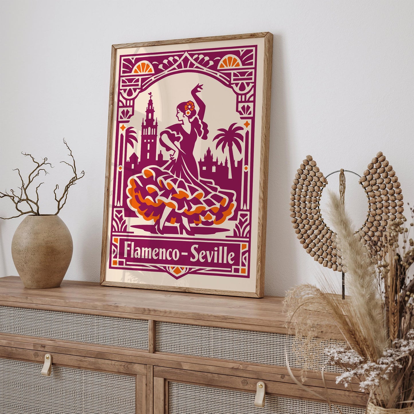 Flamenco Seville Poster - Pink Spanish Wall Art