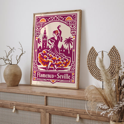 Flamenco Seville Poster - Pink Spanish Wall Art