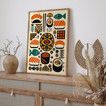 Bohemian Abstract Sushi Wall Art Print