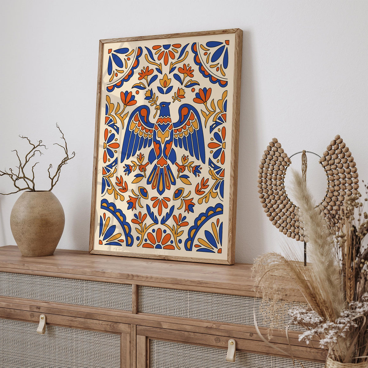 Mexican Talavera Eagle Portrait Art Poster