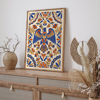 Mexican Talavera Eagle Portrait Art Poster