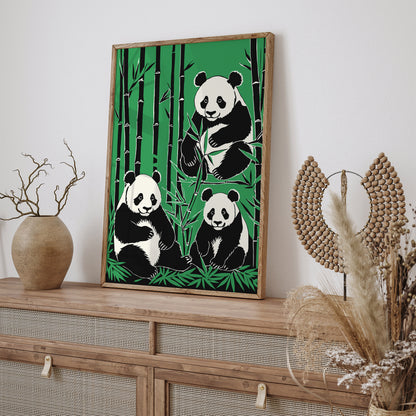 Panda Bears in Bamboo Forest Art Print