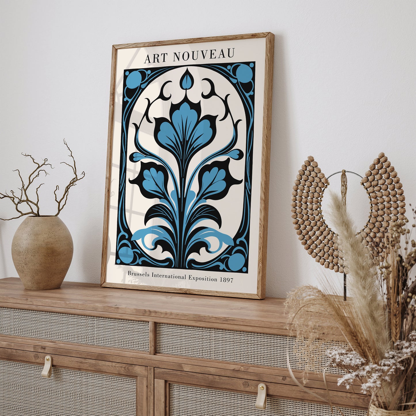 Art Nouveau Floral Blue Wall Art