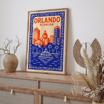 Orlando Florida Eclectic Cityscape Poster
