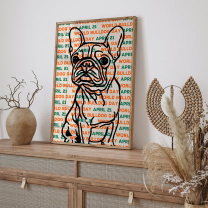 World Bulldog Day Line-Art Poster