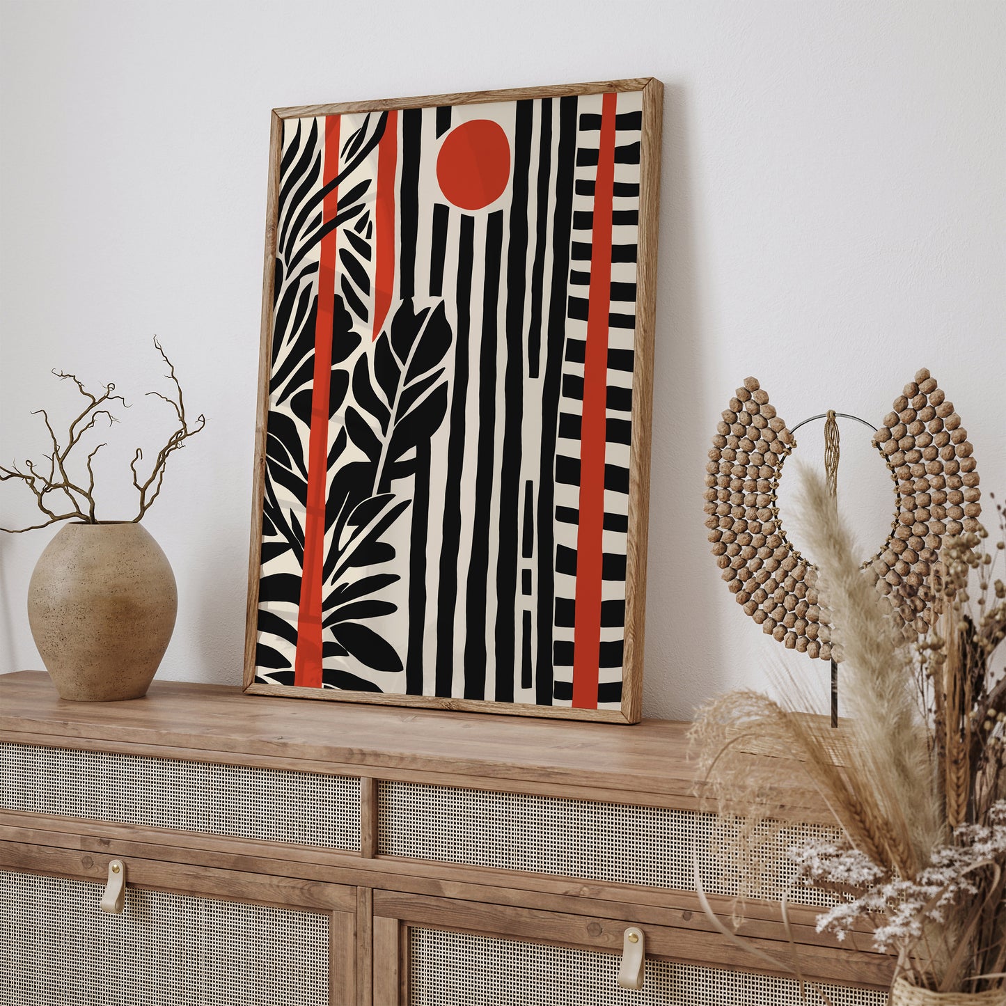 Mid Century Black Striped Art Print