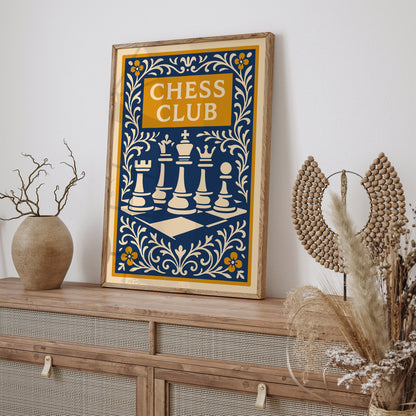 Chess Club Poster - Chess Figures Print 2026