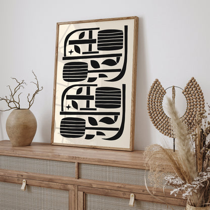 Black and White Mid Century Art Print