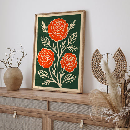 Retro Flower Art Print - Modern Botanical Wall Decor