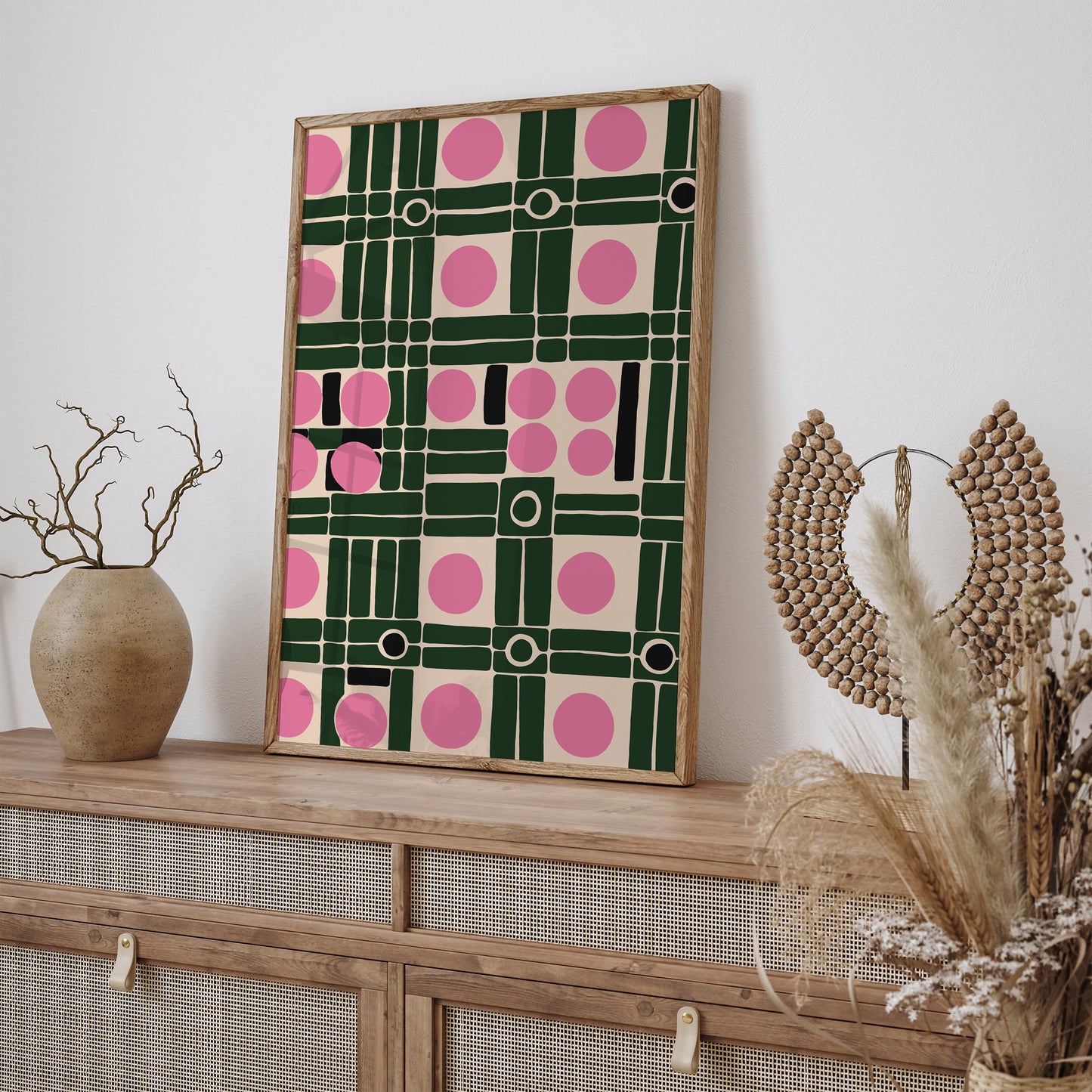 Modern Pink Green Abstract Print