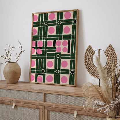 Modern Pink Green Abstract Print