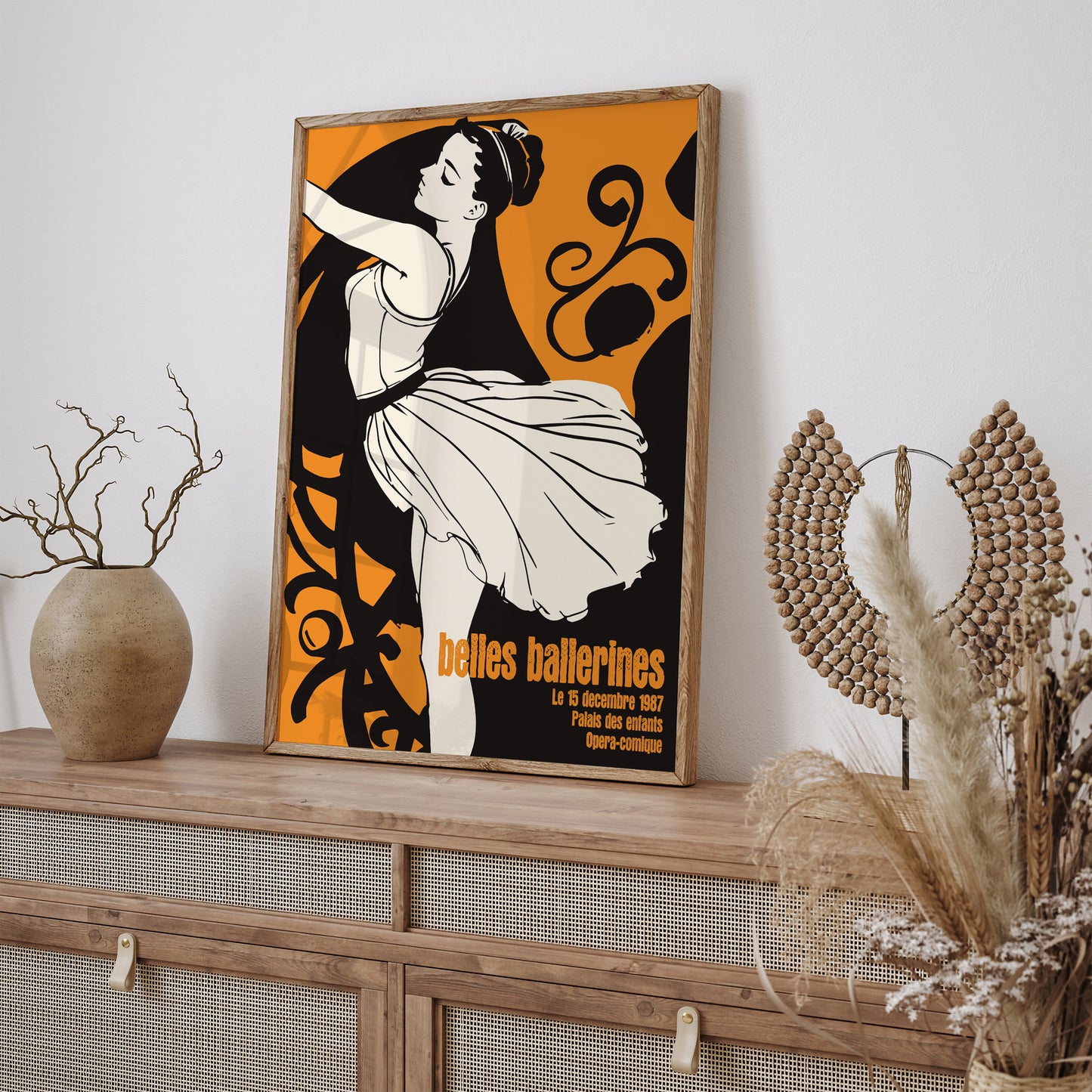 Belles Ballerines Orange Retro Art Print