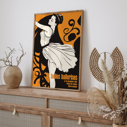 Belles Ballerines Orange Retro Art Print