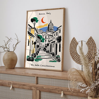 Italy Travel Poster - Rome Ink Sketch Art