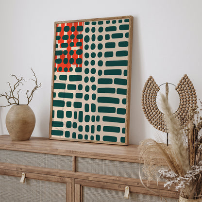 Mid Century Abstract Green Art Print