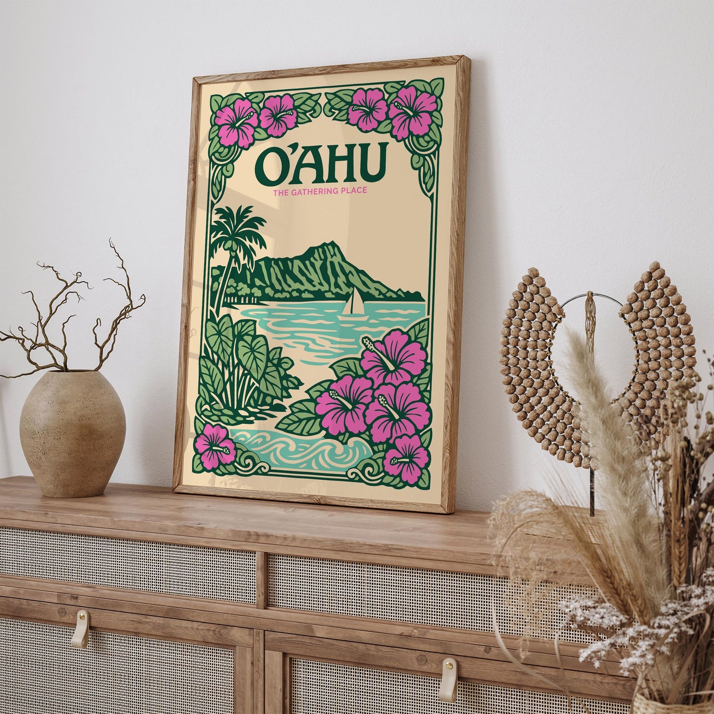 Oahu Hawaii Poster – The Gathering Place Wall Art