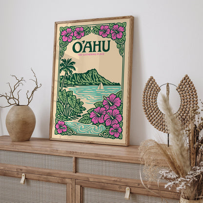 Oahu Hawaii Poster – The Gathering Place Wall Art