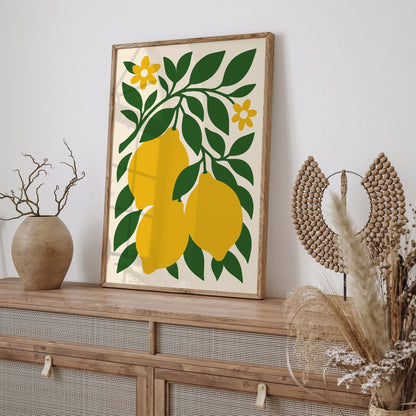 Yellow Lemons Poster Italian Kitchen Wall Decor
