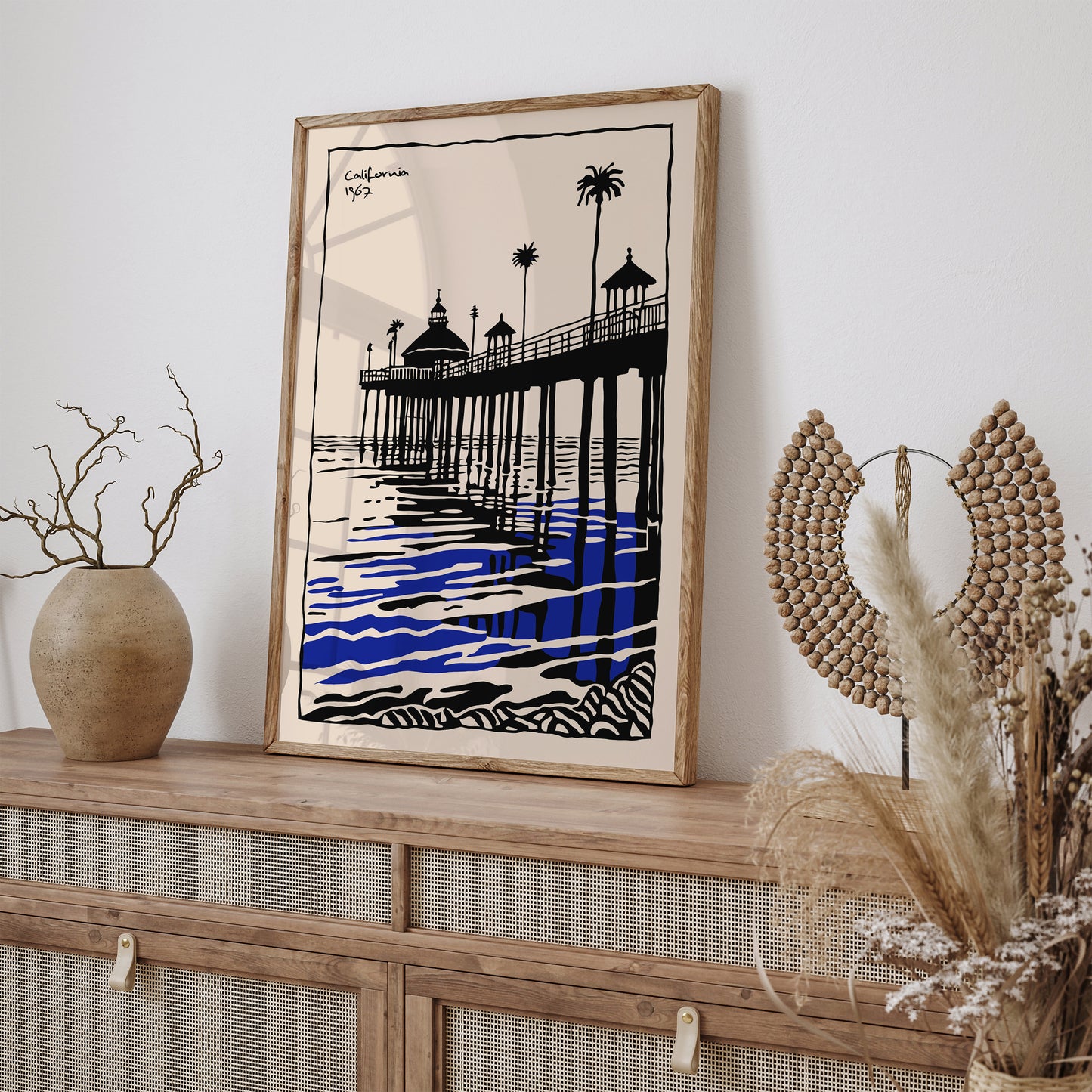 Ink Painting Vintage California Landscape Art Print