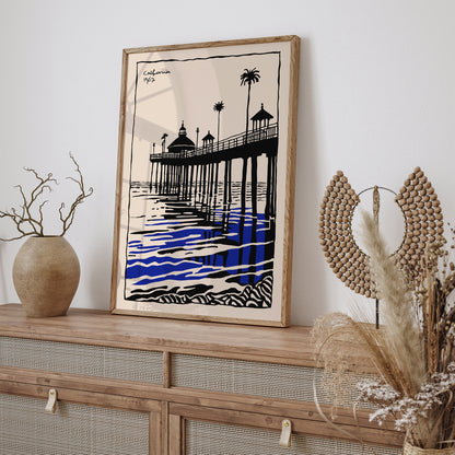 Ink Painting Vintage California Landscape Art Print