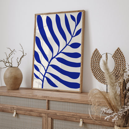 Big Blue Leaf Minimalist Art Print