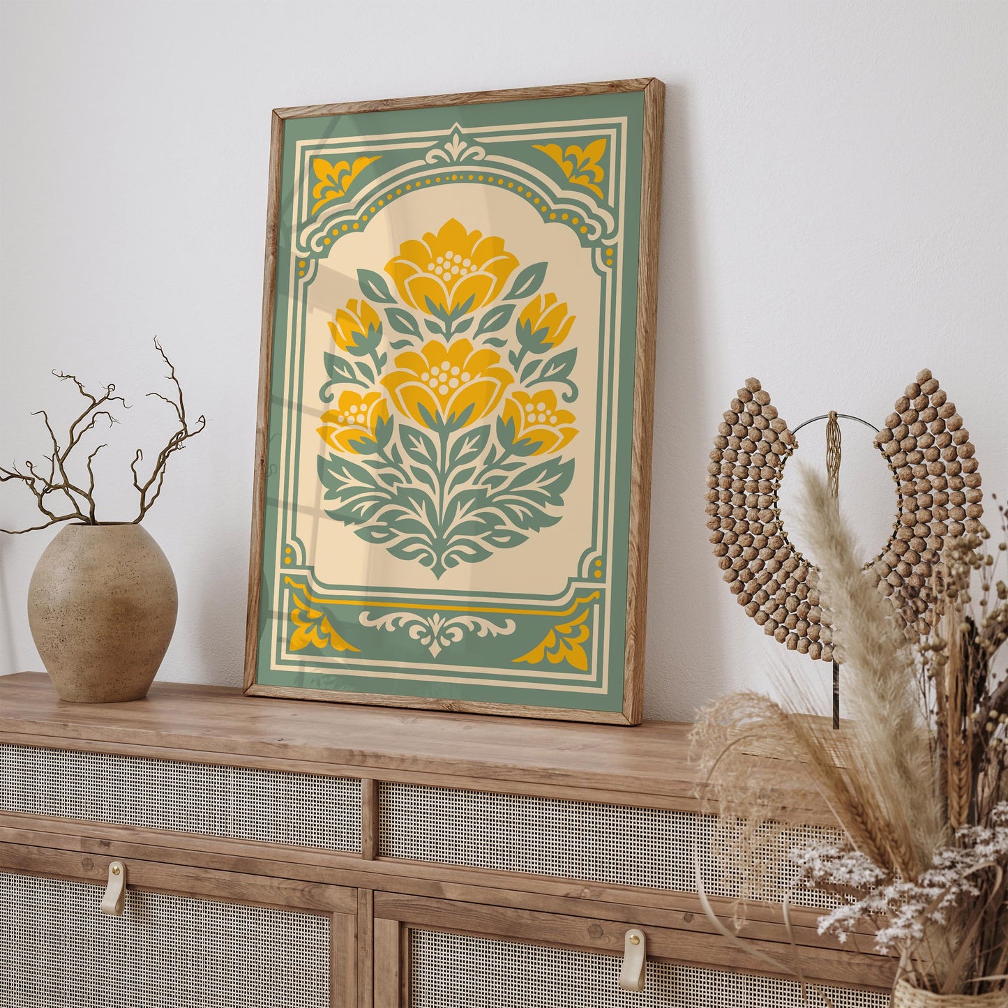 Retro Farmhouse Floral Wall Art Print