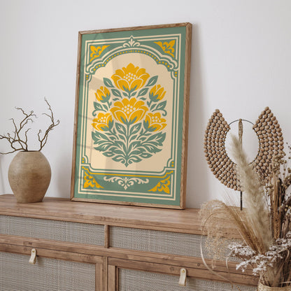 Retro Farmhouse Floral Wall Art Print