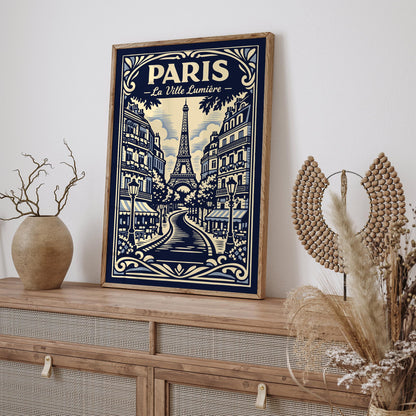 Paris La Ville Lumière Vintage Travel Poster
