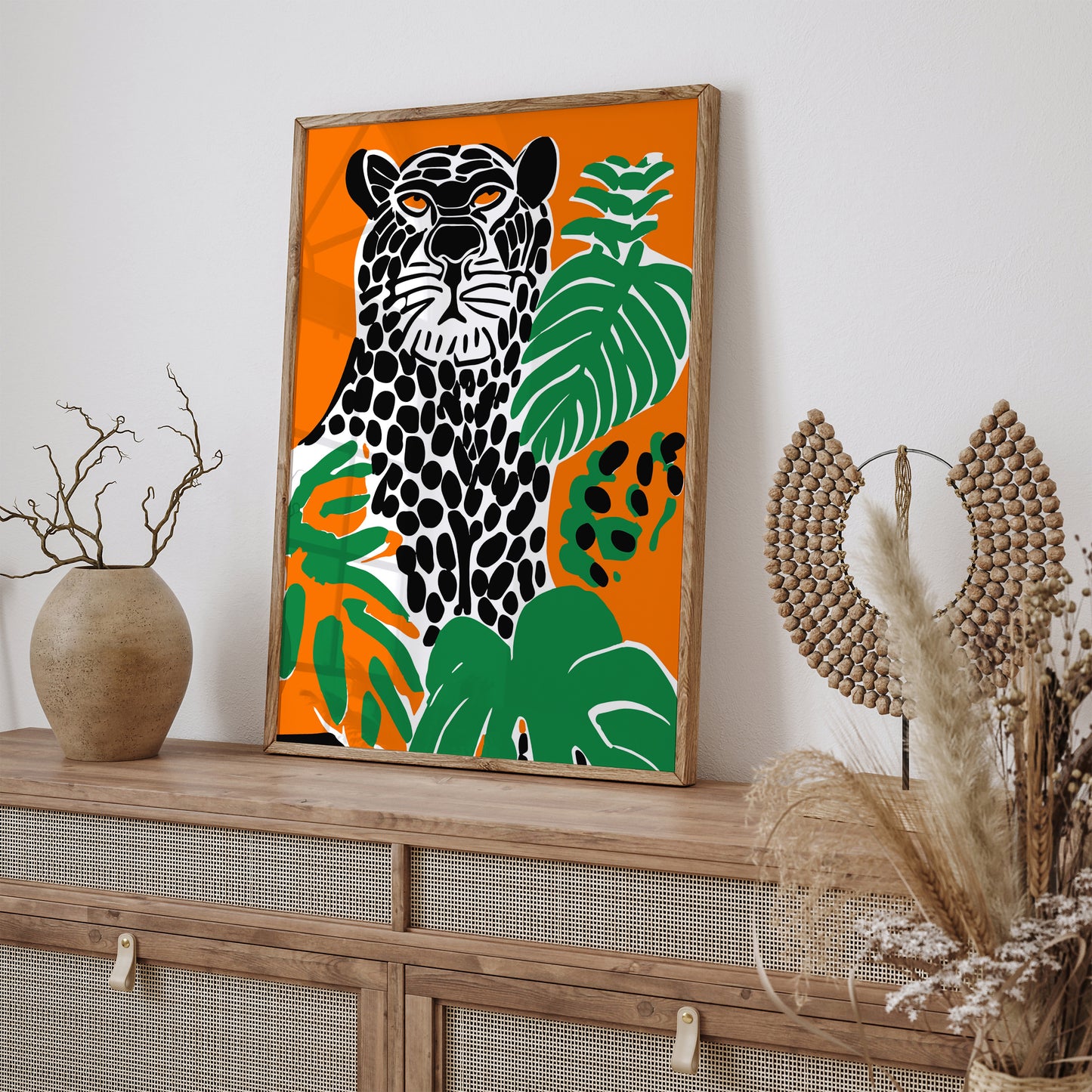 Jungle Panther Blue and Orange Poster