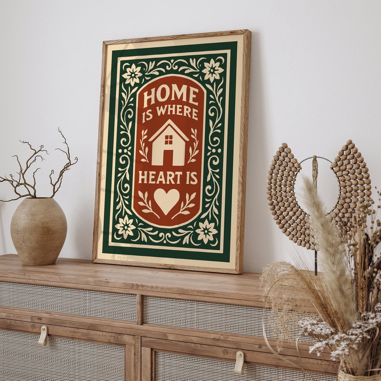 Home is Where Heart Is Poster - Cozy Wall Art Decor in Rococo Style