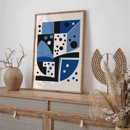 Blue Mid Century Geometric Print