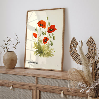 Poppy Flower Vintage Illustration Poster