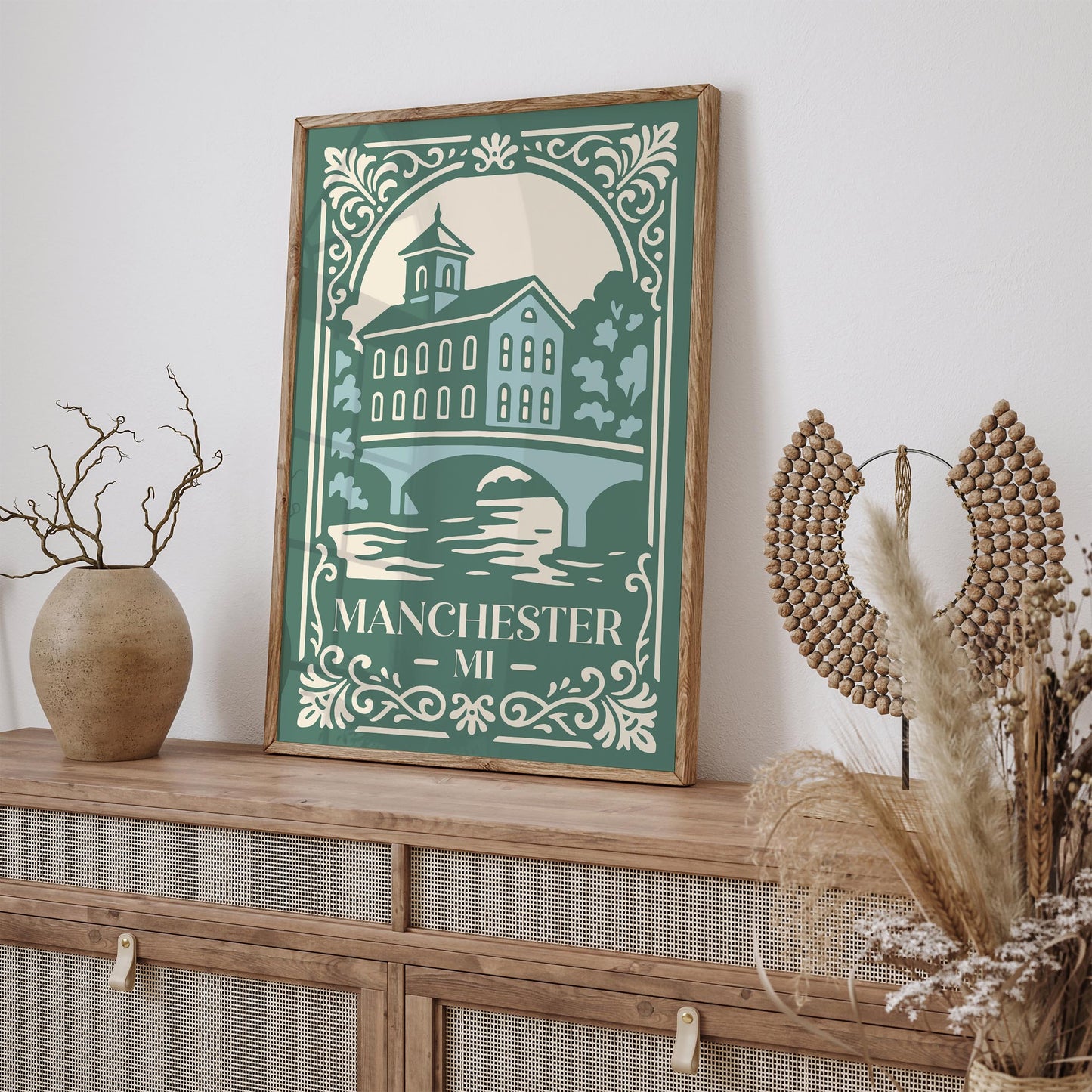 Manchester Michigan Poster - Retro Travel Art Print