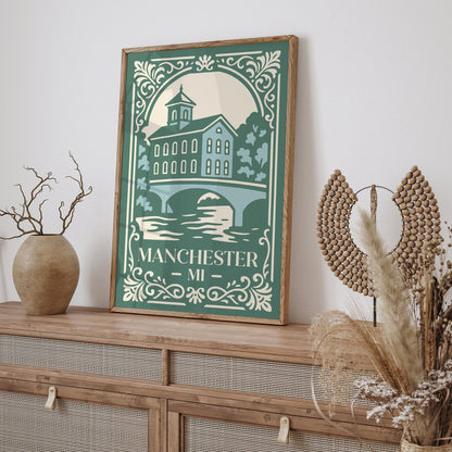 Manchester Michigan Poster - Retro Travel Art Print