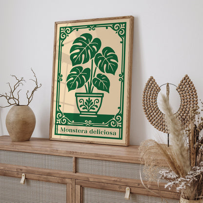 Monstera Deliciosa Poster - Green Plant Wall Art