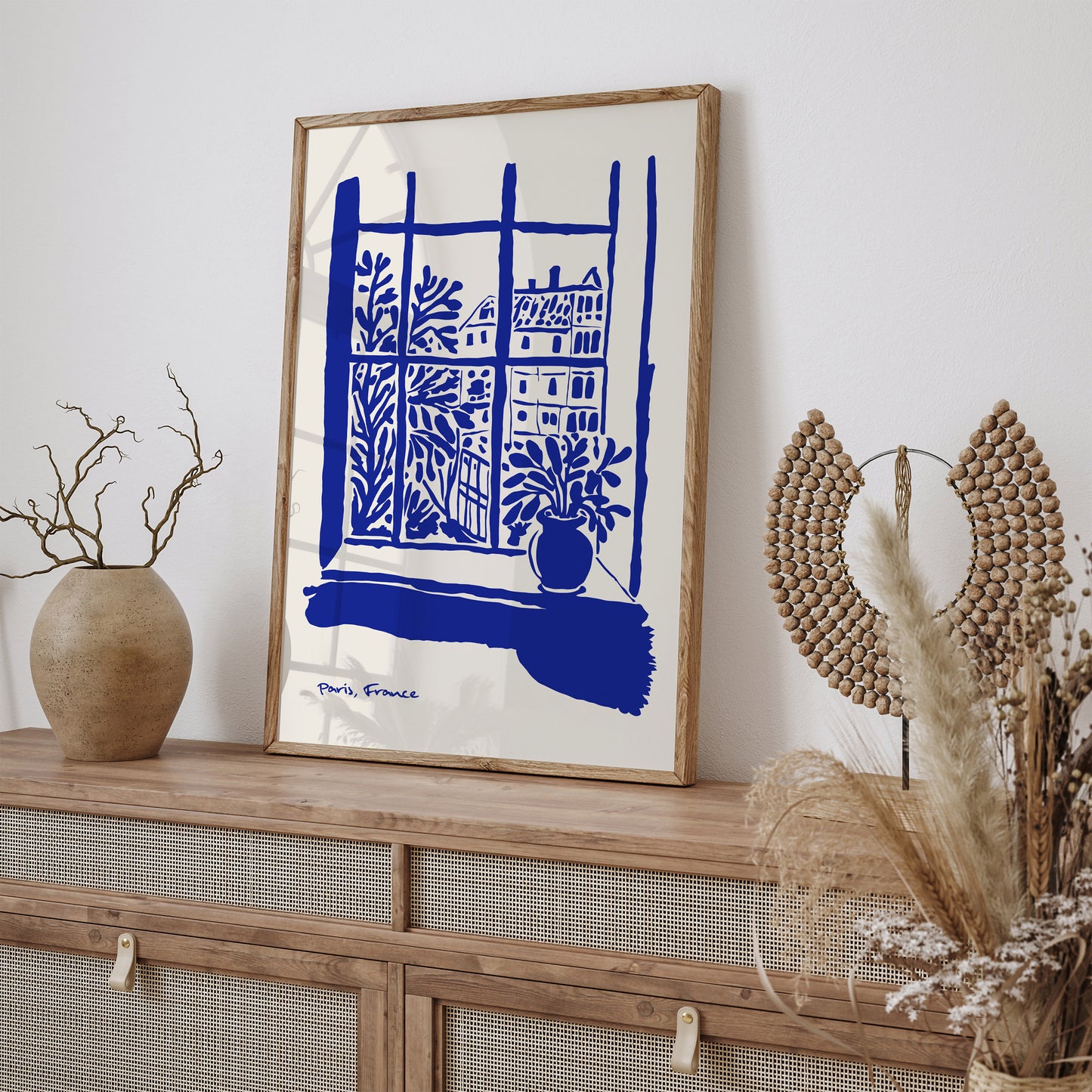 Paris France Blue Sketch Art Print