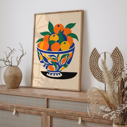 Bowl of Oranges Retro Kitchen Wall Art