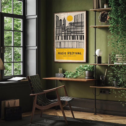 Music Festival New York City Yellow Poster