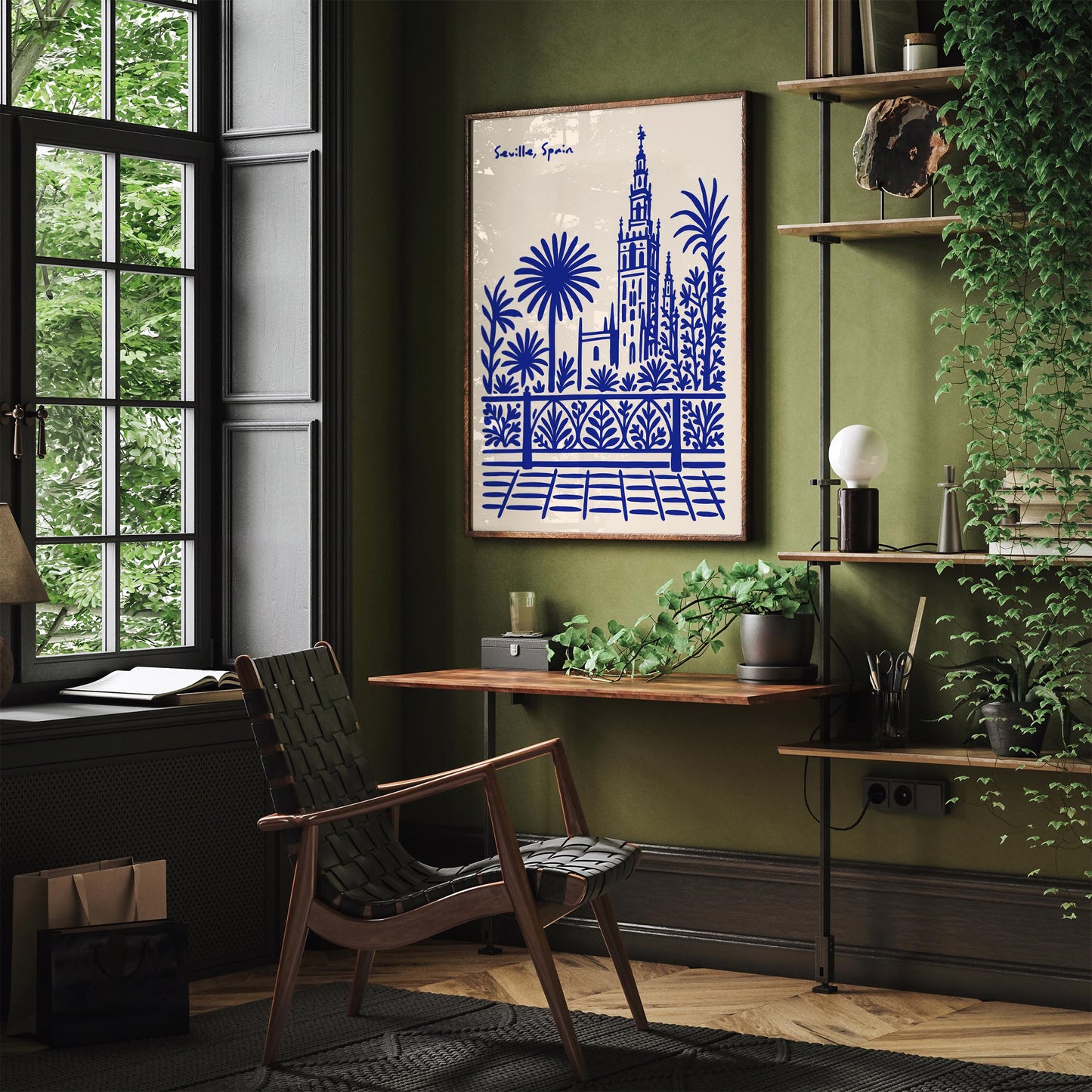 Seville, Spain Blue Travel Poster