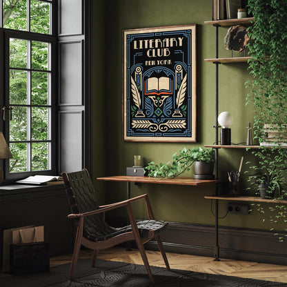 Literary Club New York City Poster - Art Deco Style Home Decor