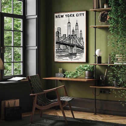 New York City Travel B&W Poster