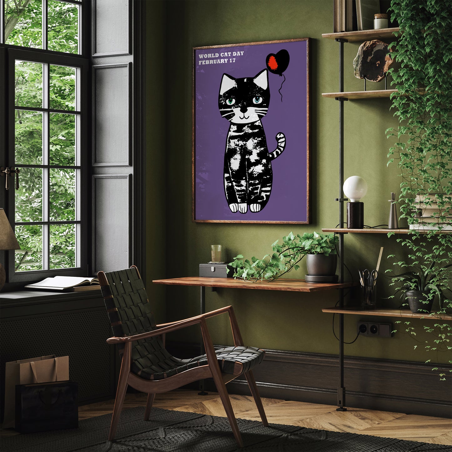 Cute World Cat Day Artistic Poster