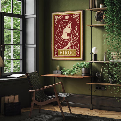 Virgo Horoscope Sign Poster in Rococo Vintage Style