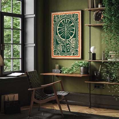 Retro Cut Outs Monstera Leaves Poster
