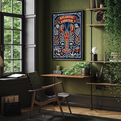 Atlantic Lobster Coastal Art Poster