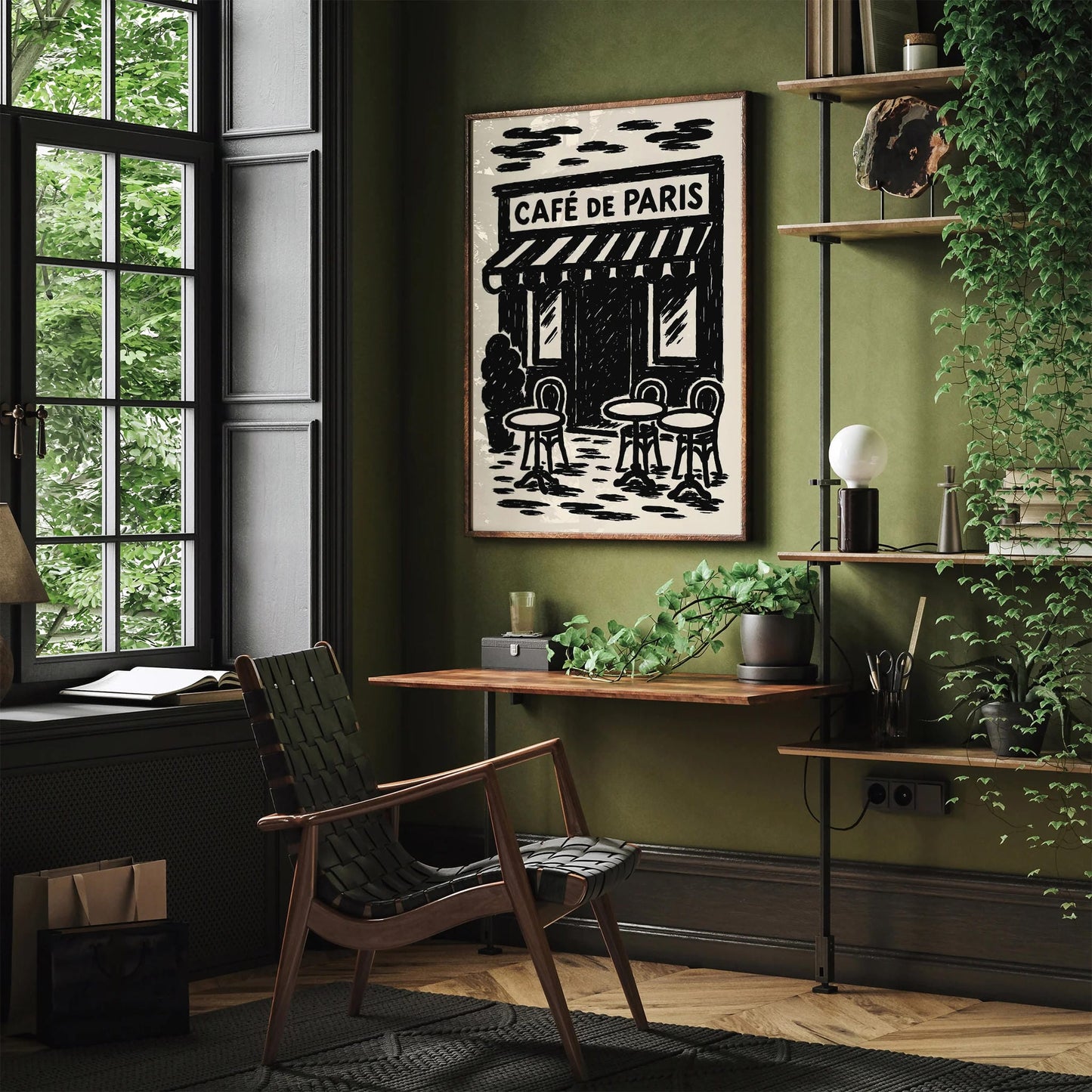 Café de Paris Wall Art – Black Ink Vintage Paris Poster